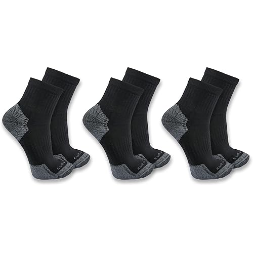Carhartt Men's Midweight Cotton Blend Quarter Sock 3 Pack