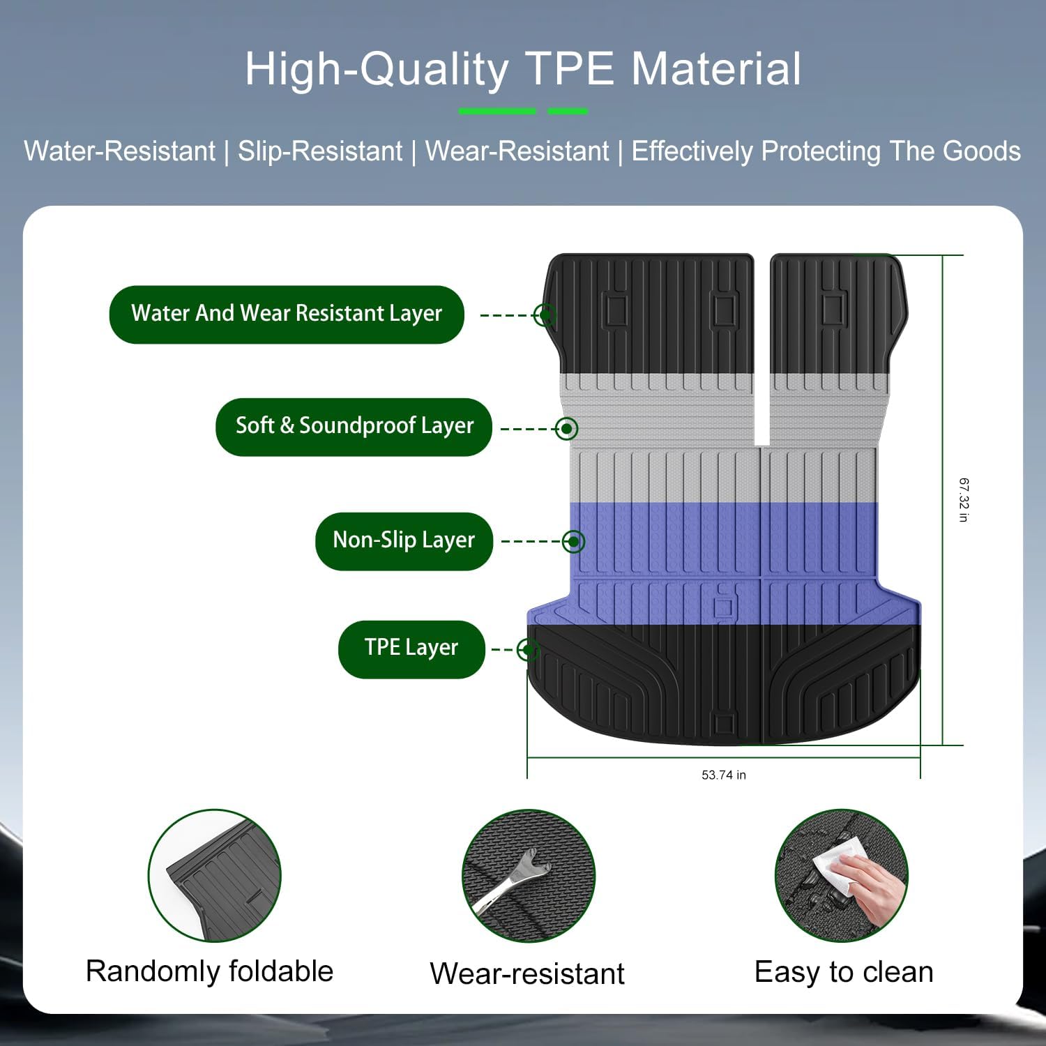 Cargo Mat Compatible with 2019 2020 Santa Fe Trunk Mat with Backrest Cargo Liner Trunk Liner Replacement for 2019 2020 Santa Fe Accessories