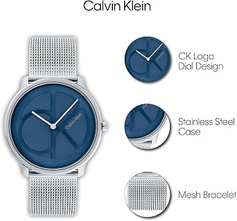 Calvin Klein Analogue Quartz Watch for Men and Women ICONIC Collection Available with Either a Link Stainless Steel Bracelet or a Mesh One