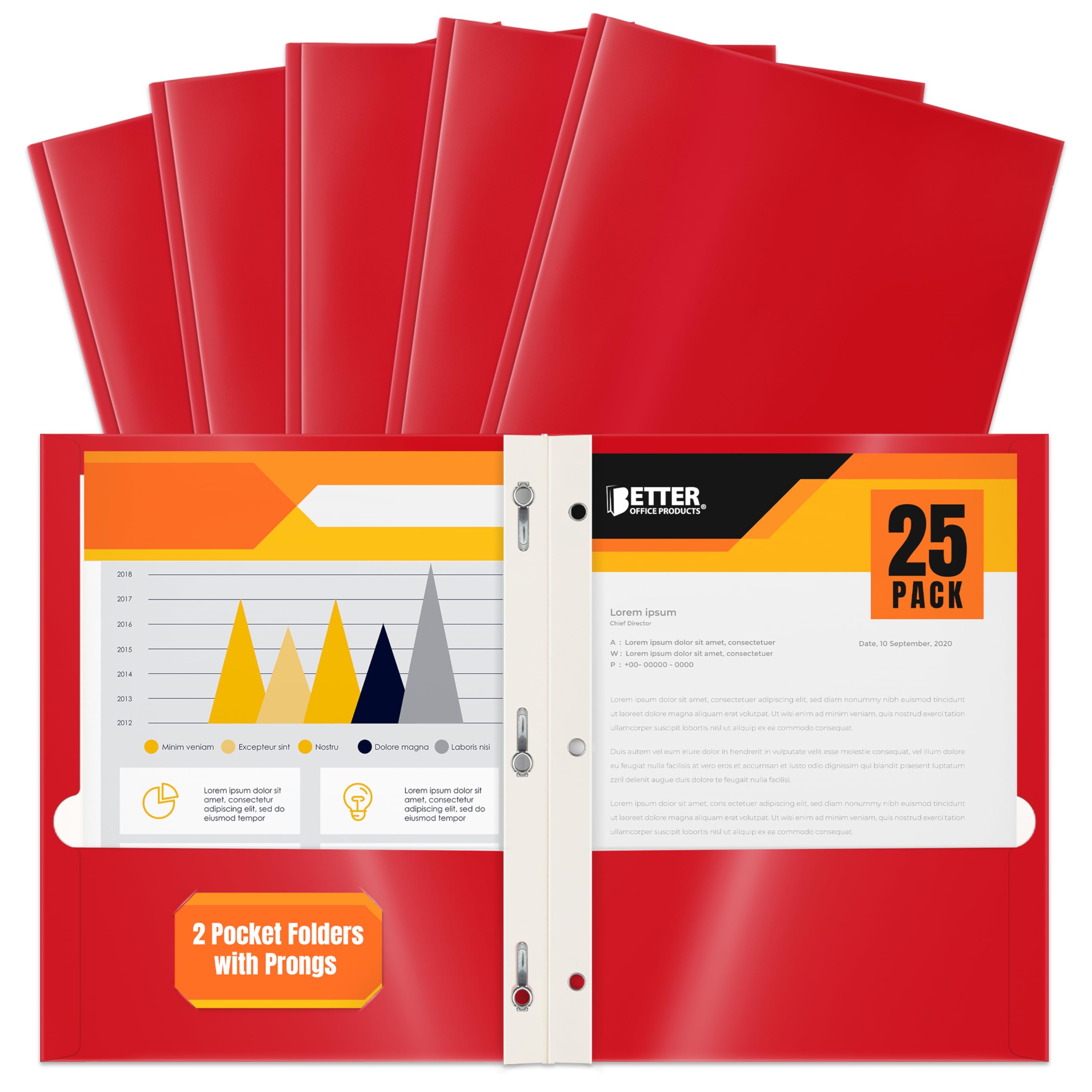 Amazon.com : Better Office Products 2 Pocket Glossy RED Paper