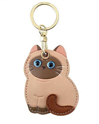 Cute Leather for AirTag Holder with Keychain,Protective GPS Tracker Case | Dual-layer scratch-proof PU leather,compatible with Tile,Galaxy,Eufy. Signal-friendly, ideal travel daily gift for all users