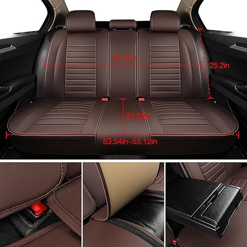 Miniatura 7 de Juego completo de fundas de asiento de automóvil, funda de cojín antideslizante de piel sintética para vehículo, protectores impermeables para