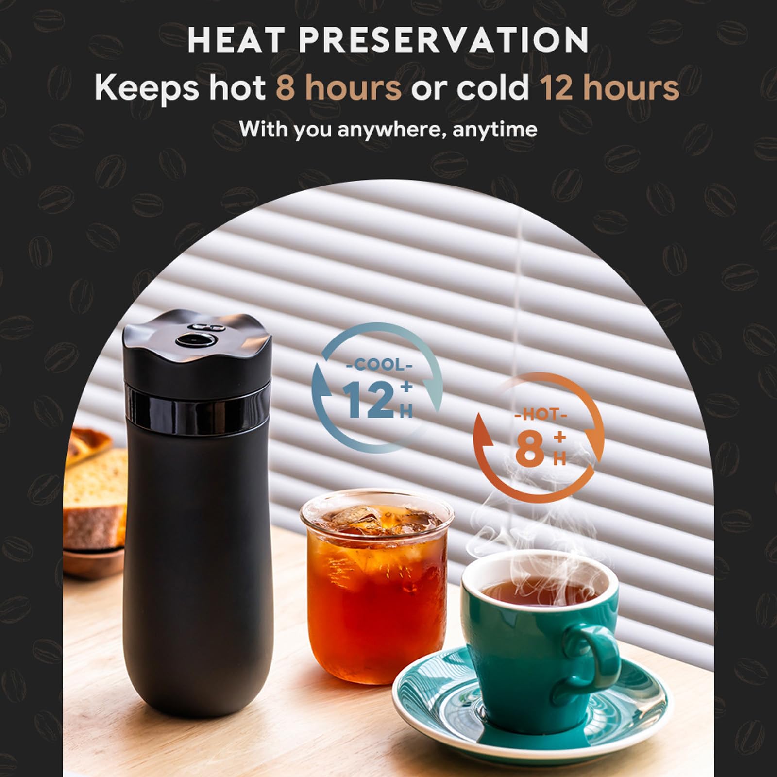 Pressa da caffè Portatile Tazza da caffè Pressa da caffè Portatile Funzionale con Isolamento sotto Vuoto per Studenti Lavoratori Comodo Produttore Birra