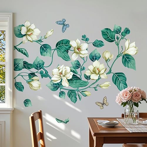 Miniatura 6 de Amaonm - Adhesivo decorativo de pared para habitación de niños, niñas, adolescentes, sala de estar, decoración de pared de flores azules en 3D,
