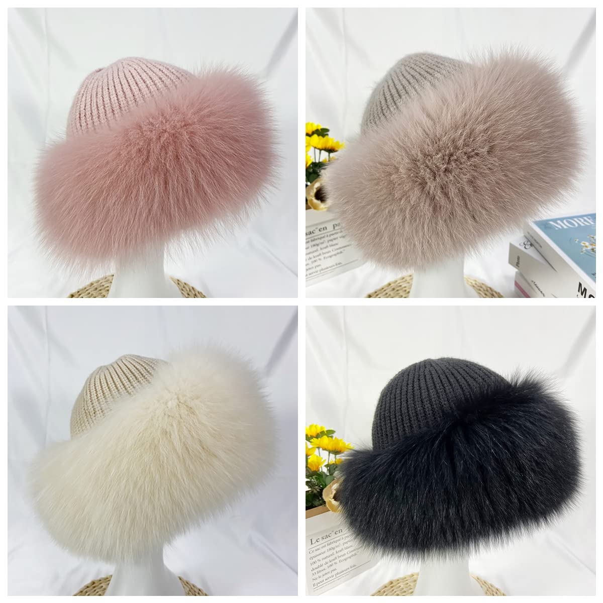 帽子 Fluffy-trim Mesh Knit Cap Fluffy-trim Mesh Knit Cap/Gray