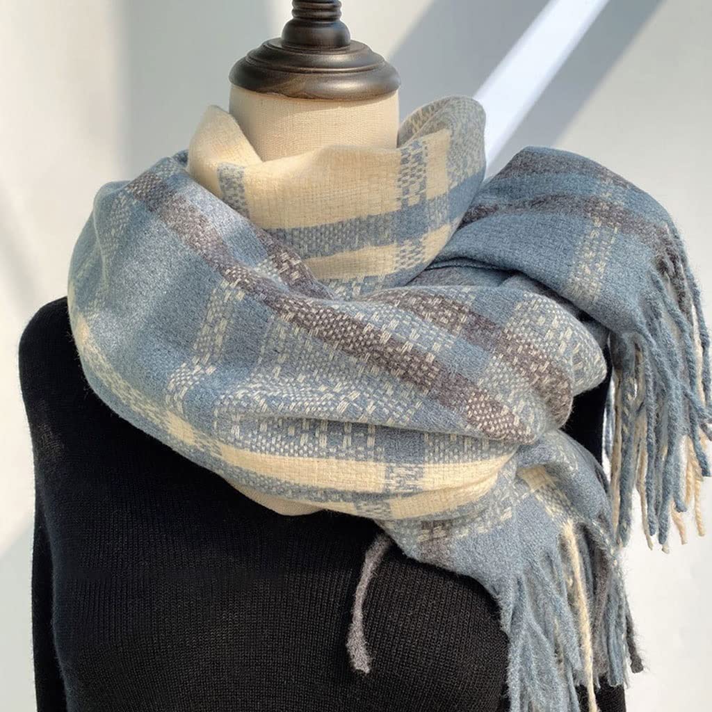 Bufanda Invierno Imitación Cachemira Invierno Bufanda cálida Hombres Tassel Tejido Tela Escocesa Bufandas Bufandas Femenino otoño mantón envueltos Chal Bufanda