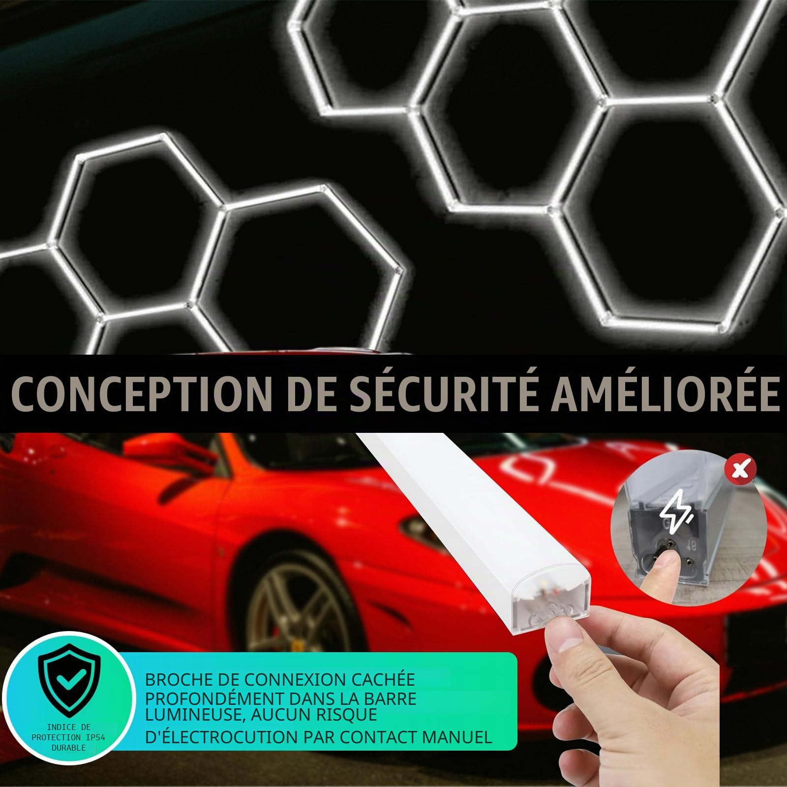 LIROPAU Luminaire de Garage à LED en nid d'abeille 8-Hex, 280W 6500K