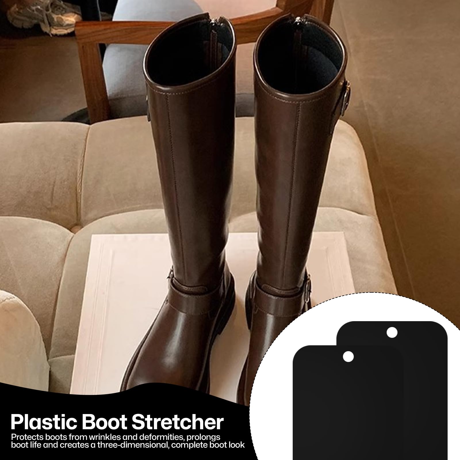 NEUSID 12 tensores de plástico para botas de 30 cm de largo para botas altas con forma de botas, insertos negros en forma de botas, soporte para botas de mujer y hombre