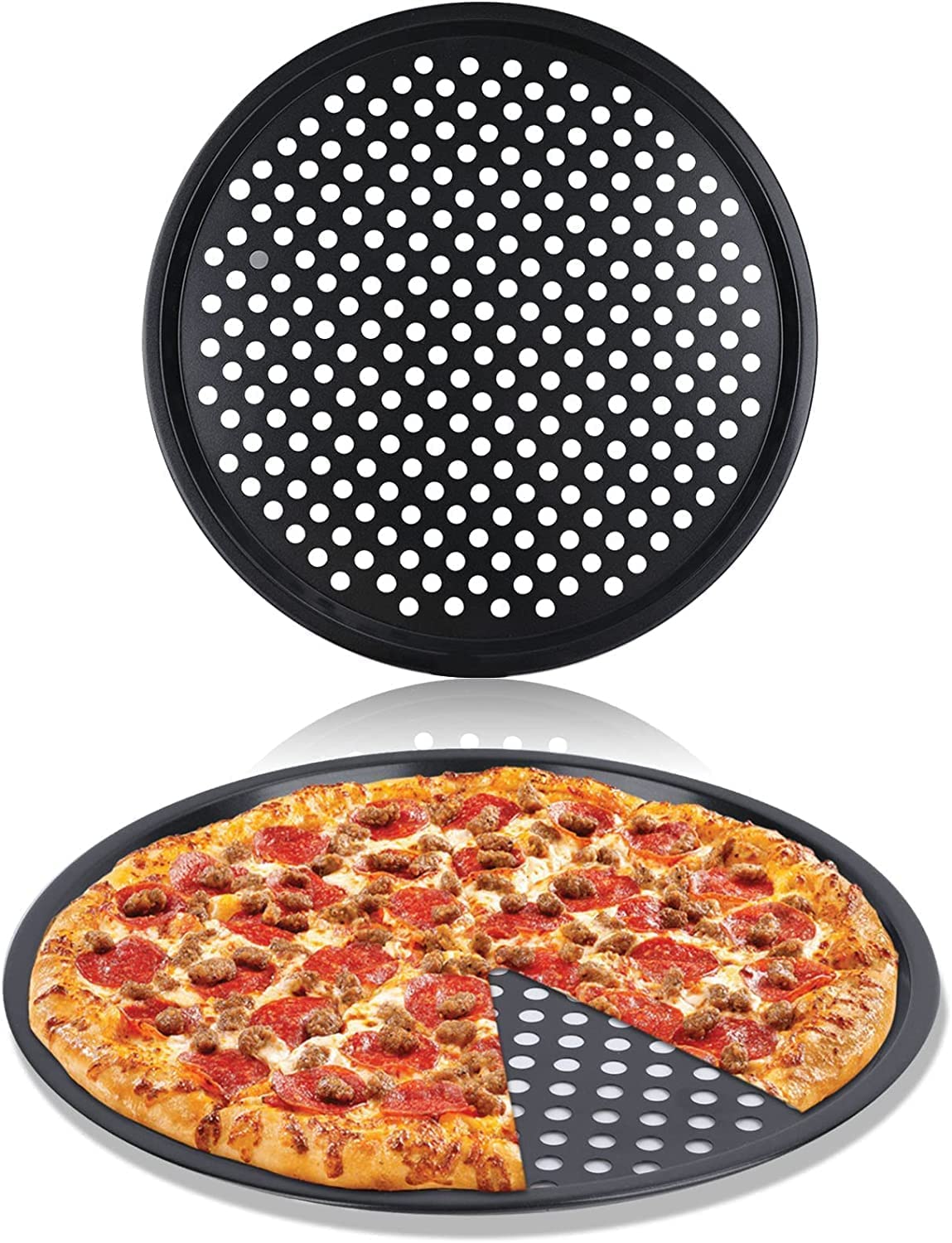 Buy BAKEFY Pizza Pan for Oven, 29 cm Nonstick Pizza Pans, Carbon Steel