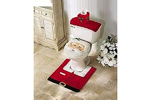 Festive Holiday Charm: 3D Nose Santa Toilet Seat Cover and Rug Set