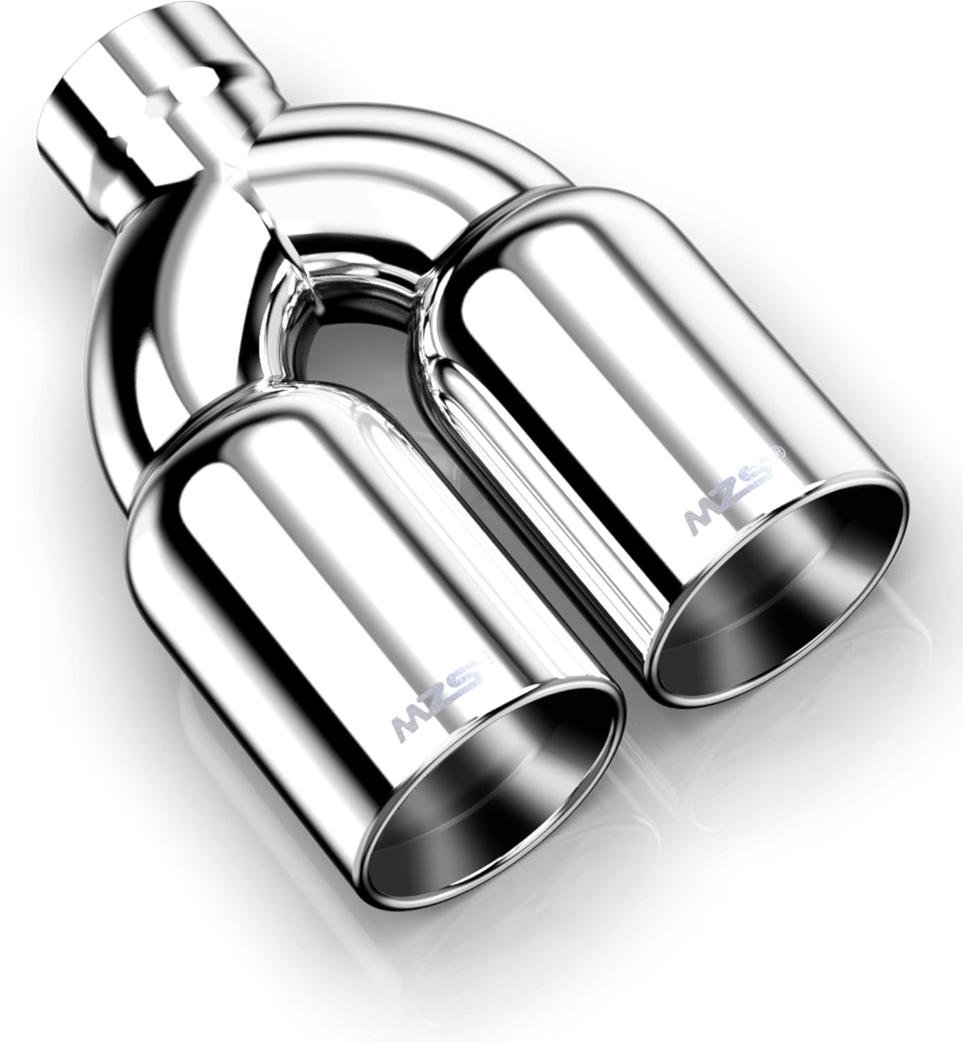 MZS Exhaust Tip, Stainless Steel 2.5" Inlet 3.5" Outlet 9.5" Length Diesel Dual Exhaust Tailpipe Universal Polished Double Wall Tangent Edge Silver