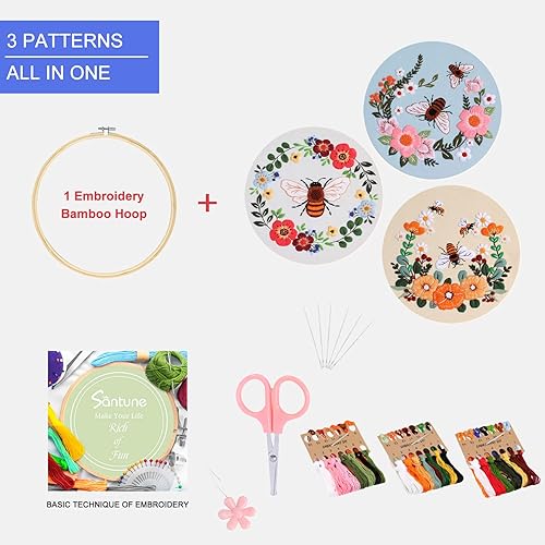 Miniatura 3 de Santune Kit de bordado para principiantes con instrucciones (idioma español no garantizado), kits de punto de cruz para adultos con patrón de