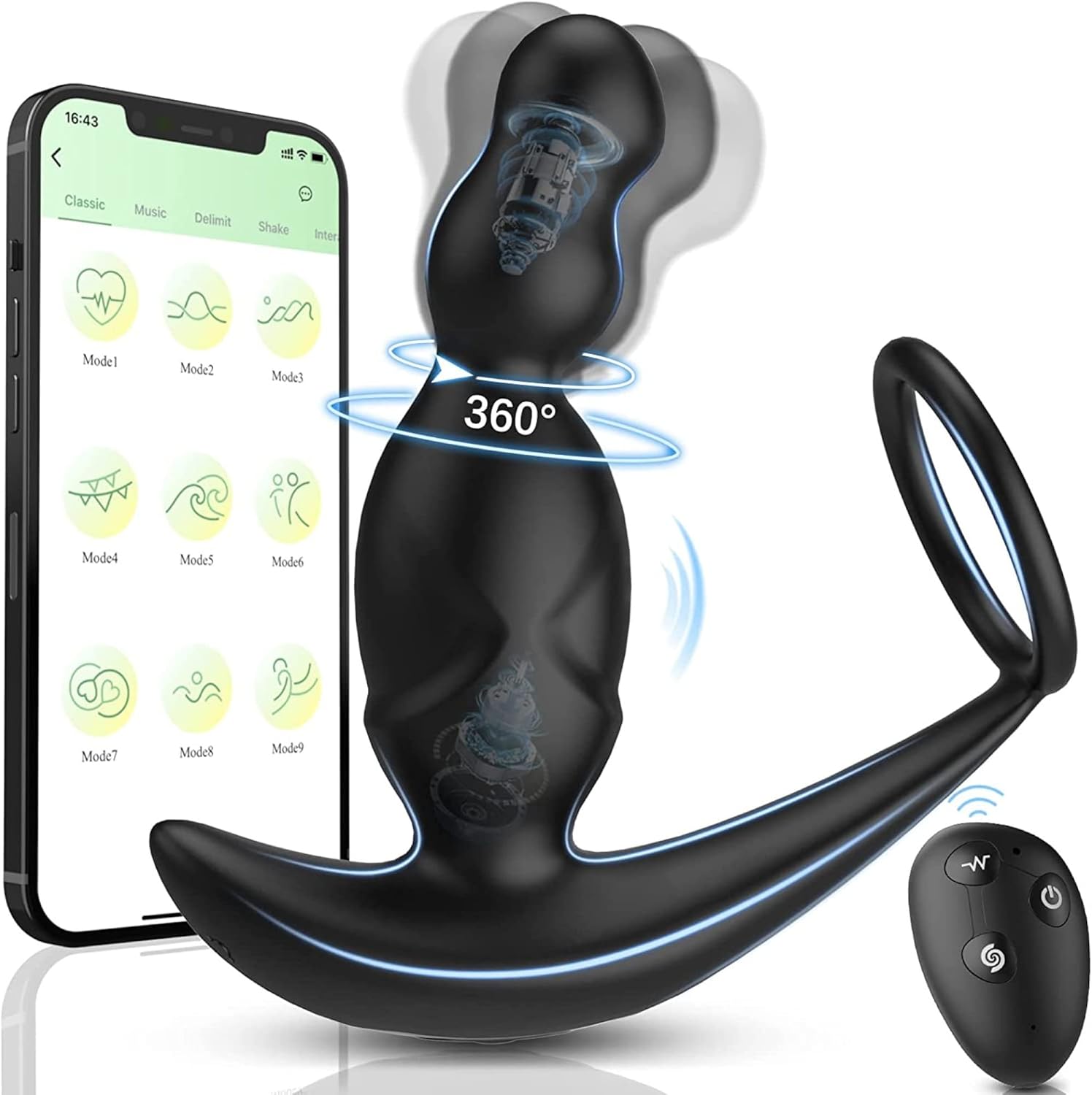 WXXGY Stmltore-Prsttico Mảschîle Anllo-Virnte-per-il-Pne Pröstảta Mḁssaggïo 9 Modalità Virtori-Uomo-Anli Msturzione-Realistico-Uomo Vĩbrảtọri Dịldō