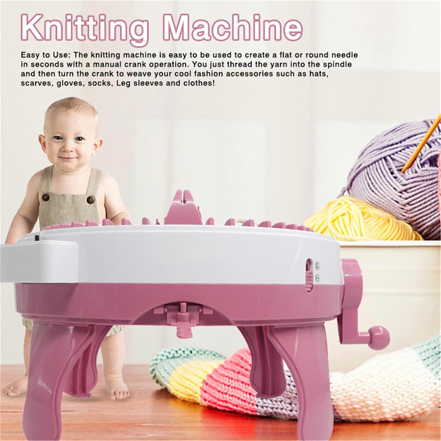 Iordan Strickmaschine, 40 Nadeln Smart Weaving Round Strickmaschinen, Strickbrett rotierende Doppelstrickmaschine Maschinenset für Erwachsene/Kinder DIY Stricken Schal Mütze Socken