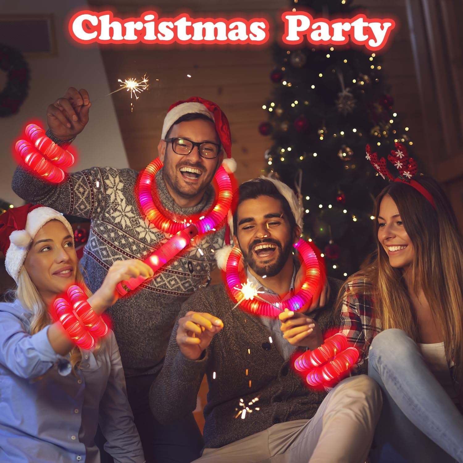 12-24 PCS Red Glow Sticks Party Favors for Kids, LED Light Up Necklaces Bracelets Accessories for Toddlers, Glow Birthday Easter Mardi Gras Parade Throws Party Supplies Decorations for Boys Girls - Image 3