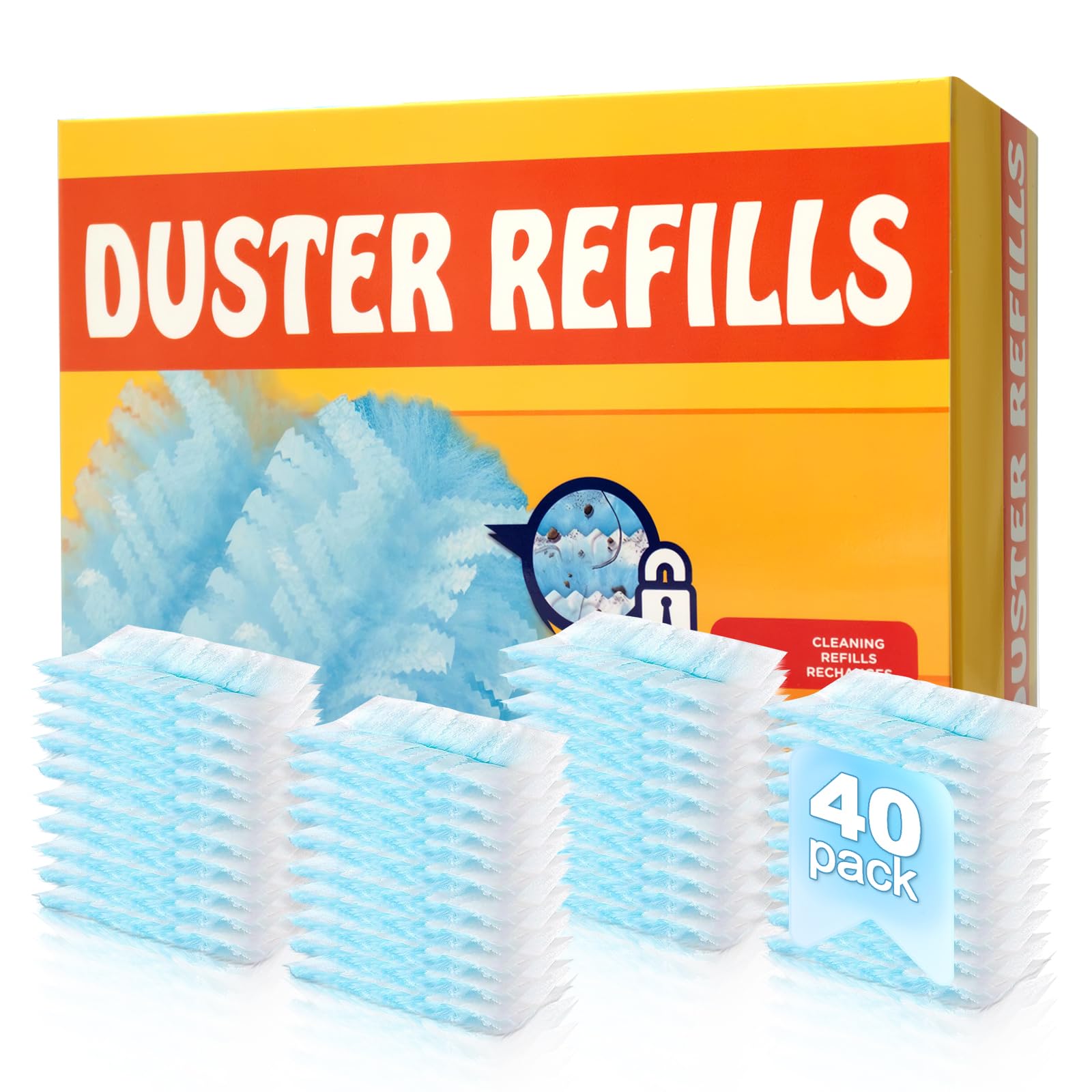 40 Count Unscented Disposable Dusters for Swiffer Dusters, Electrostatic Duster Refills Replacement Head for Cleaning Home, Blinds, Fans, Corners (Only Duster)