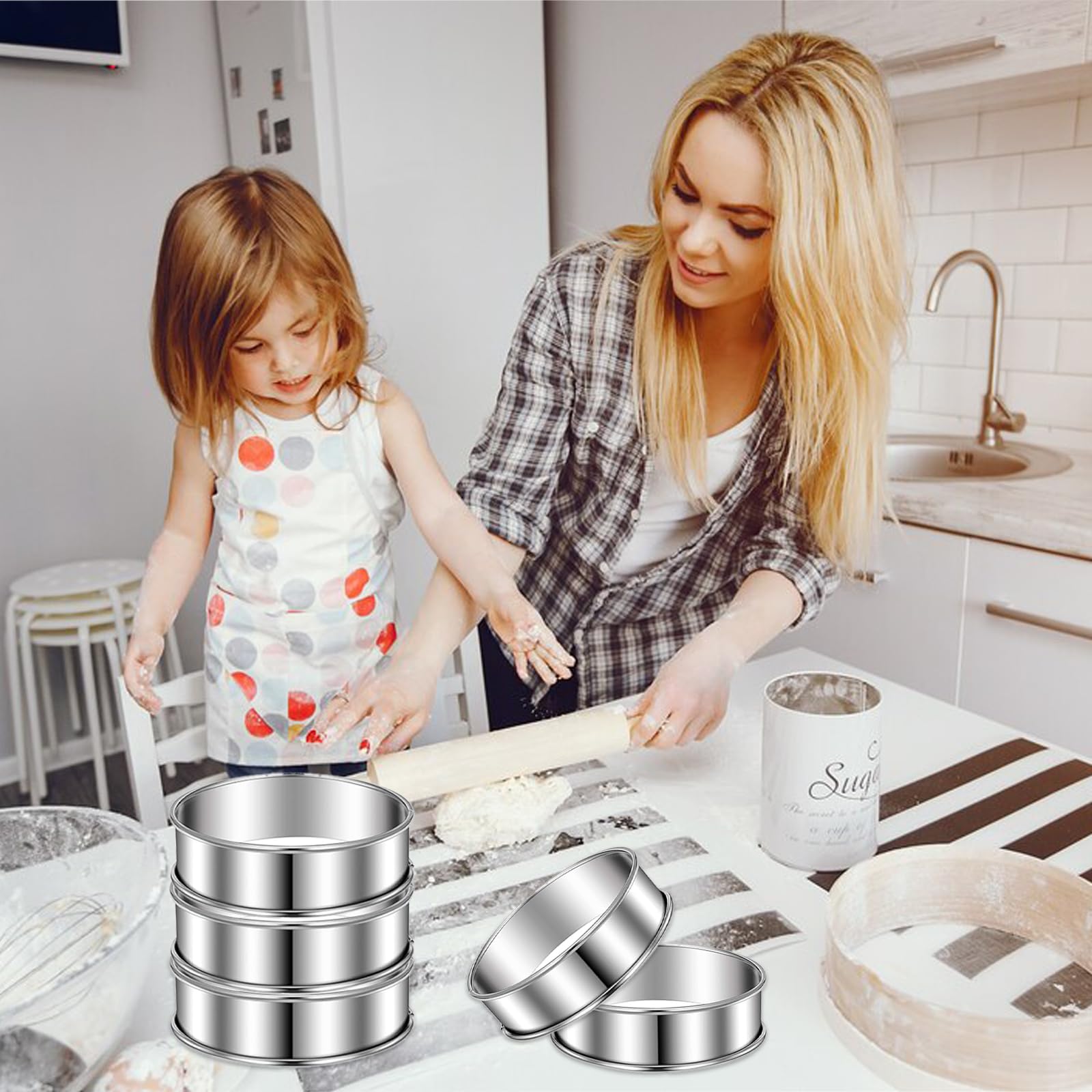 Uncle Jack 10-Pack Stainless Steel English Muffin Rings - 3 1/8" Round, For Crumpets, Eggs, Tarts - View #5