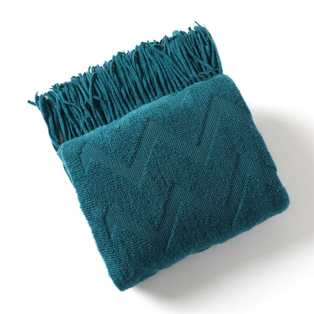 Couverture tricotée géométrique pour canapé et lit - Jeté chaud automne hiver