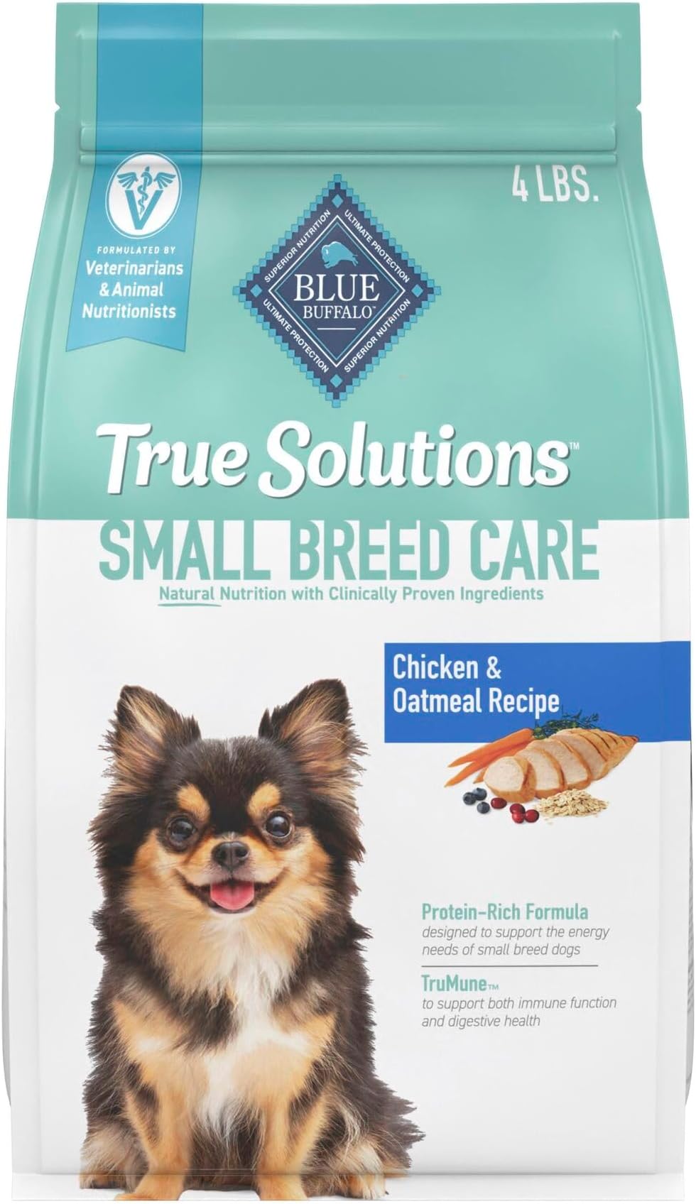 True Solutions Small Breed Care Natural Dry Dog Food for Adult Small Breed Dogs, Chicken, 4-lb. Bag