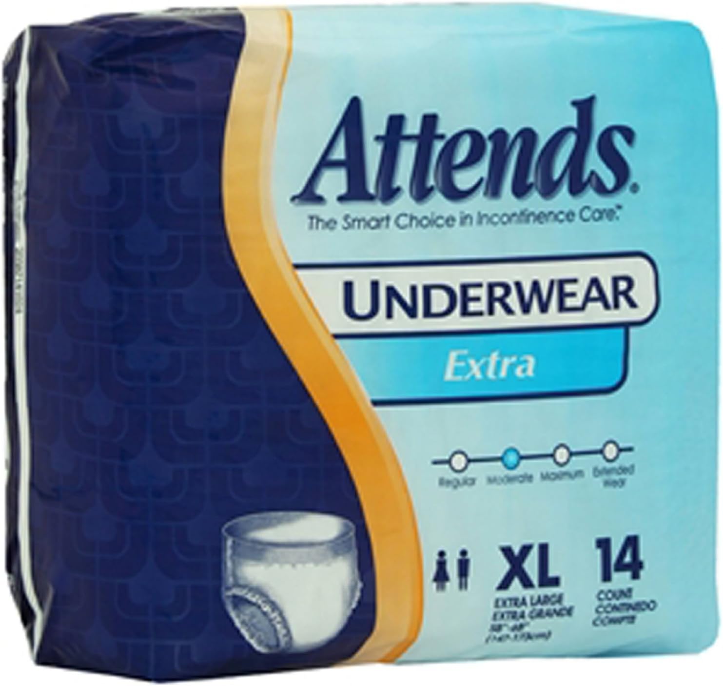 Absorbent Underwear, Attends Adult Pull On Disposable Moderate Absorbency Absorbent Underwear for Men and Women(56 Pack/CS) (X-Large)