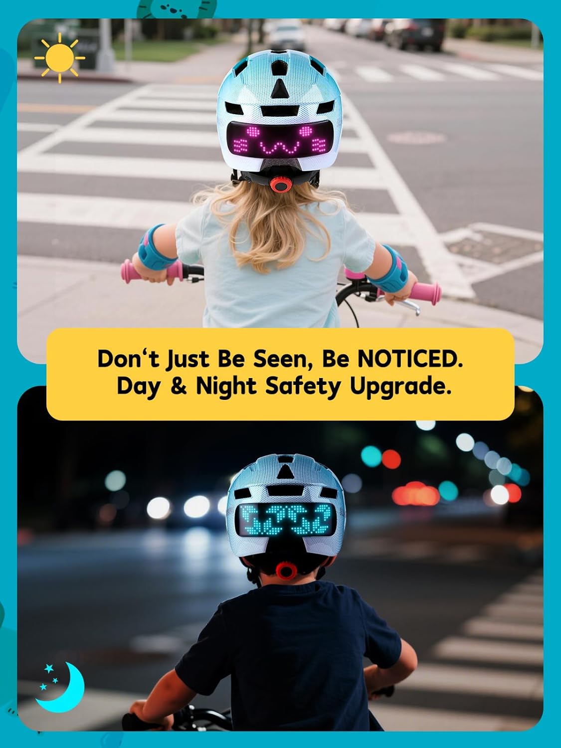 Kids Bike Helmets with LED Display, High Visibility, Turning & Stop Signal Light, Helmet for Kids 3-5, 5-8, 8-14, Adjustable for Youth Boys Girls, Safety Cycling, Scooter