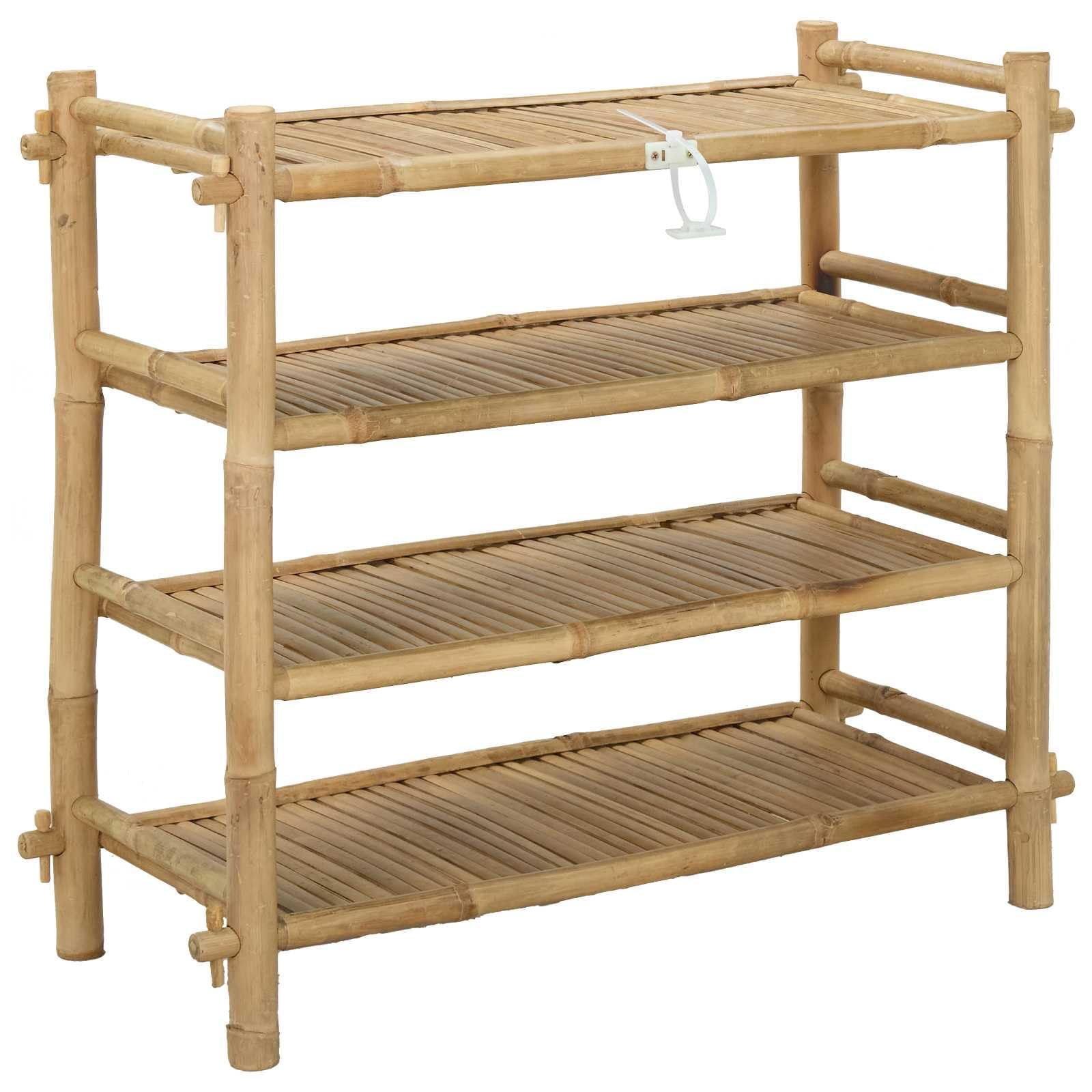 Schuhregal aus Bambus Natur 4-stöckig mit 4 Regalbrettern 86x35x75 cm platzsparend stabil für Innenbereich Schuhablage Schuhständer Schuhschrank