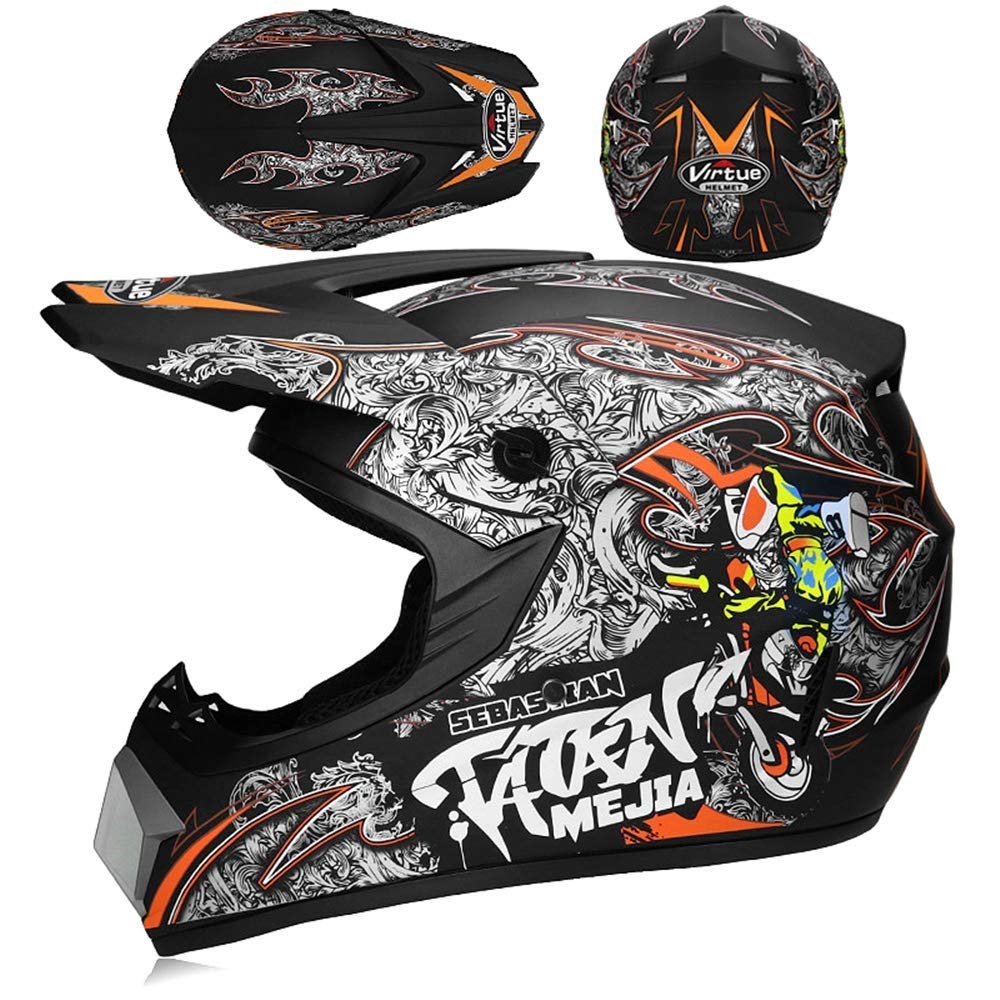 Gioventù Bambini MTB Casco da Motocross, con Occhiali Guanti Maschera, Integrale Fuori Strada Corse Moto MX ATV Scooter Casco, Sport Estremi Discesa Enduro Quad Bici da Cross Caschi