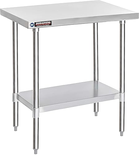 Miniatura 20 de DuraSteel 24x12 Pequeña Mesa de Acero Inoxidable - NSF Metal Angosta Comercial para Preparación de Alimentos, Mesa de Trabajo Lateral con Estante