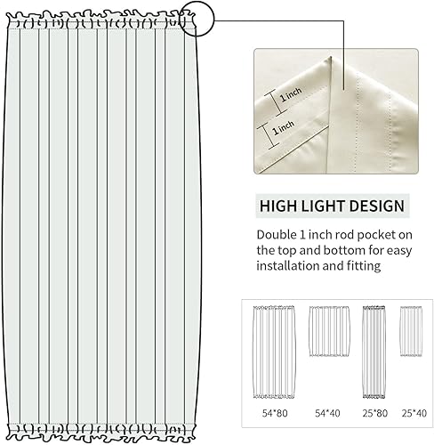 Miniatura 359 de DWCN Cortinas para puerta francesa: cortina térmica con bolsillo para barra para puertas con ventana de cristal, puertas de cocina y patio