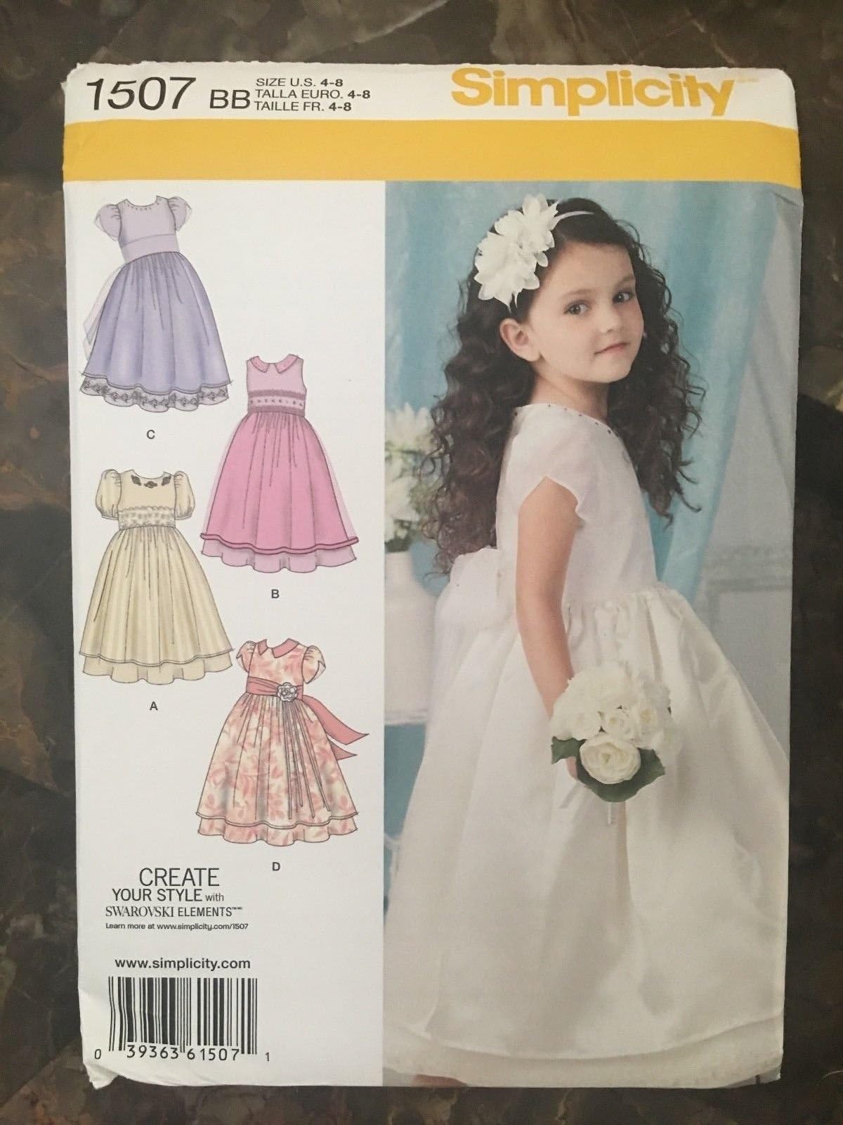 1507 Toddler Girl's Formal Dress Sewing Pattern, Sizes 4-8