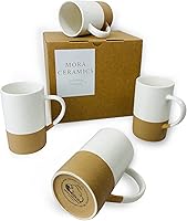 MORA Ceramics 12oz Coffee Mug Set of 4 - Rustic Matte Glaze Ceramic Tea Cups, Handles, Microwave Dishwasher Safe, Lead-Free, Nature-Inspired Colors
