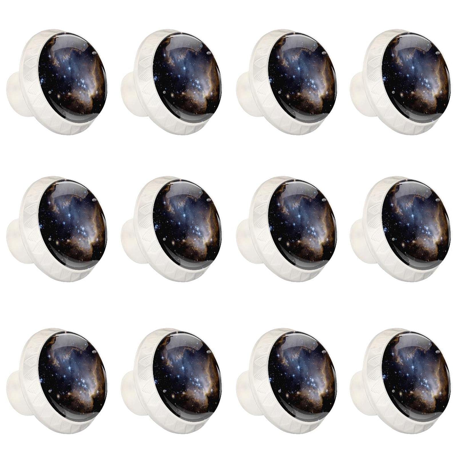Boutons d'armoires de cuisine ciel galaxie : lot de 12 poignées de tiroir rondes décoratives