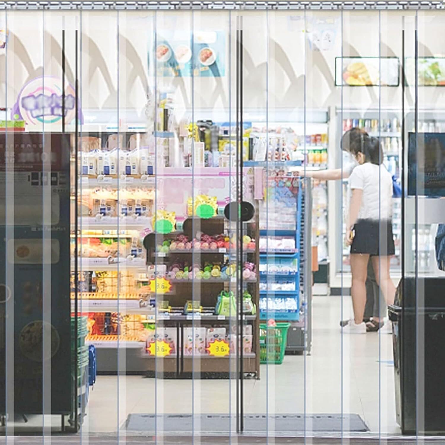 Rideau de porte isolant en PVC transparent 1,5mm ajustable avec accessoires
