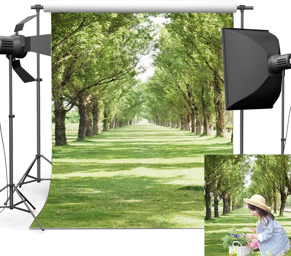 Haosphoto 5X7FT/150X210cm Vinyl Photography Backdrop Nature Forest Trees Grass Field Sunshine Rustic Wedding Backdrops Baby Kids Children Lover Portraits Background Photo Studio Props CA815