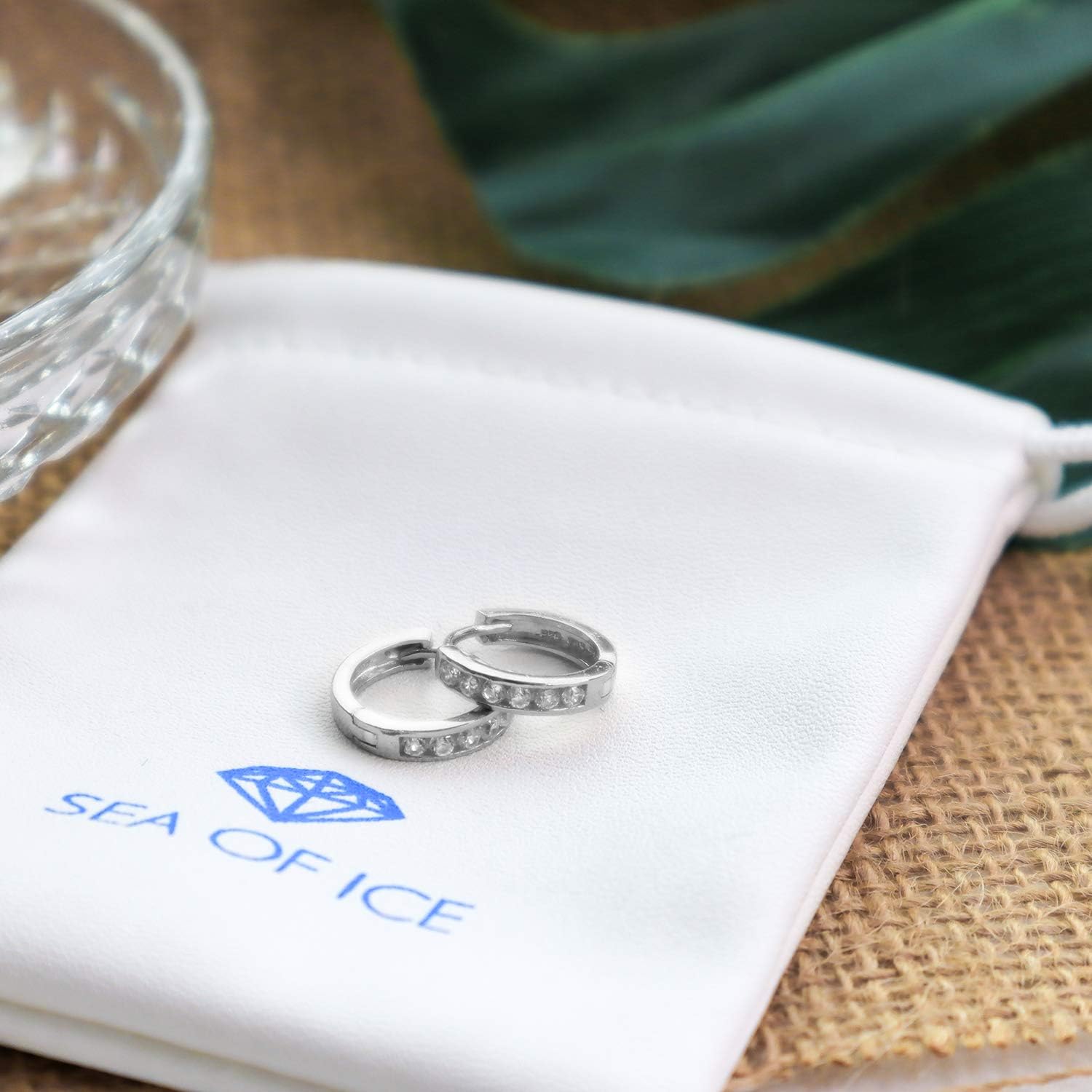 925 Sterling Silver CZ Cubic Zirconia Ear Cuff Huggie Round Hoop Earrings for Women, 14mm Diameter - Image 5