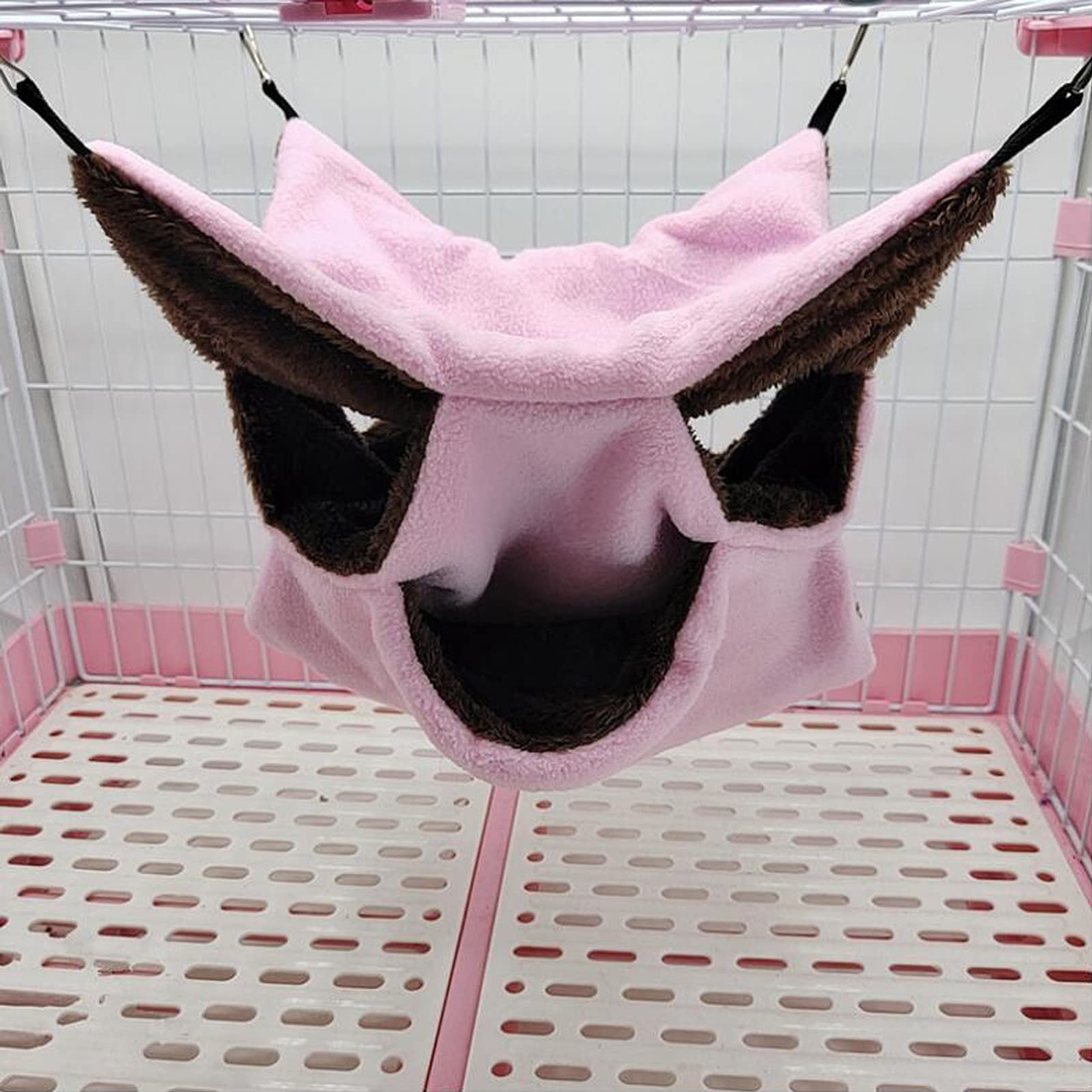 Kleine Haustierkäfig-Hängematte Dreischichtige Haustier-Hängematte Fleece-Käfig Hängende Hängematte Sugar Glider Hängemattenbett für Chinchilla-Papagei -Frettchen-Eichhörnchen-Hamster-Ratte (Pink)