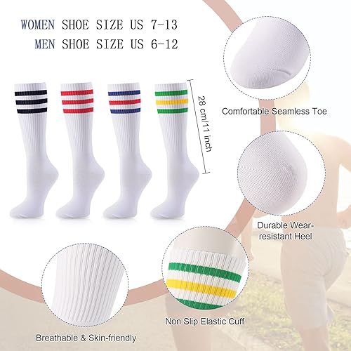 Miniatura 3 de Ultrafun Juego de muñequeras y calcetines a rayas a rayas de los años 80, banda deportiva para el sudor, banda para el sudor, para hombres y mujeres