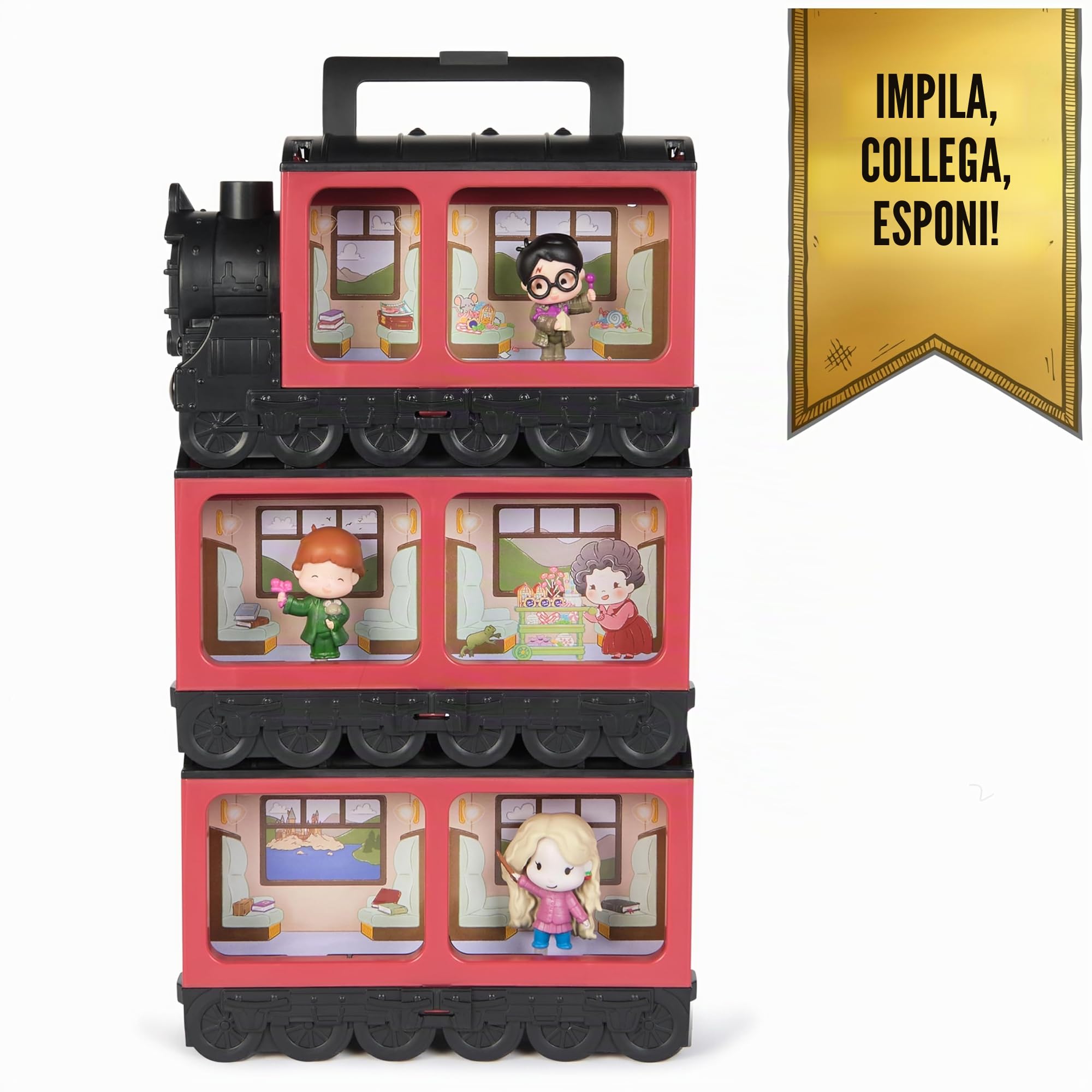 Wizarding World Harry Potter – Hogwarts Express Momenti Magici S5-3 Bambole Figure articolate con 3 carri, personaggio Harry Potter – Giocare ed esporre – Giocattolo per bambini 6 anni e +