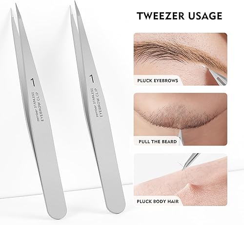 Miniatura 5 de Pinzas puntiagudas para mujer, para vello facial, sin huecos, pinzas de precisión para cejas, pelo de barbilla, pelo encarnado, astillas,