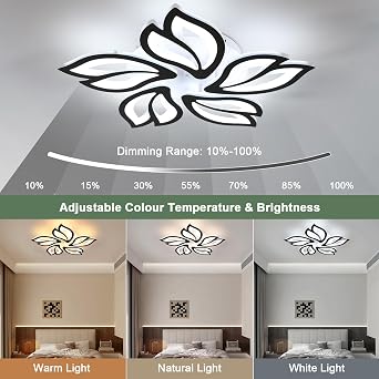 Comely Modern Dimmable Chandelier, 45W LED Ceiling Lamp with Remote Control [Energy Class E]