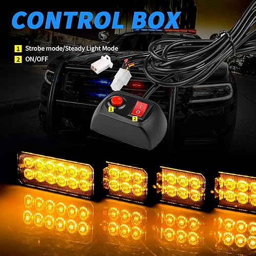 Miniatura 9 de Kit de luces de advertencia estroboscópicas de emergencia LED superbrillantes de 48 LED para automóviles, barra de luz LED de advertencia de peligro