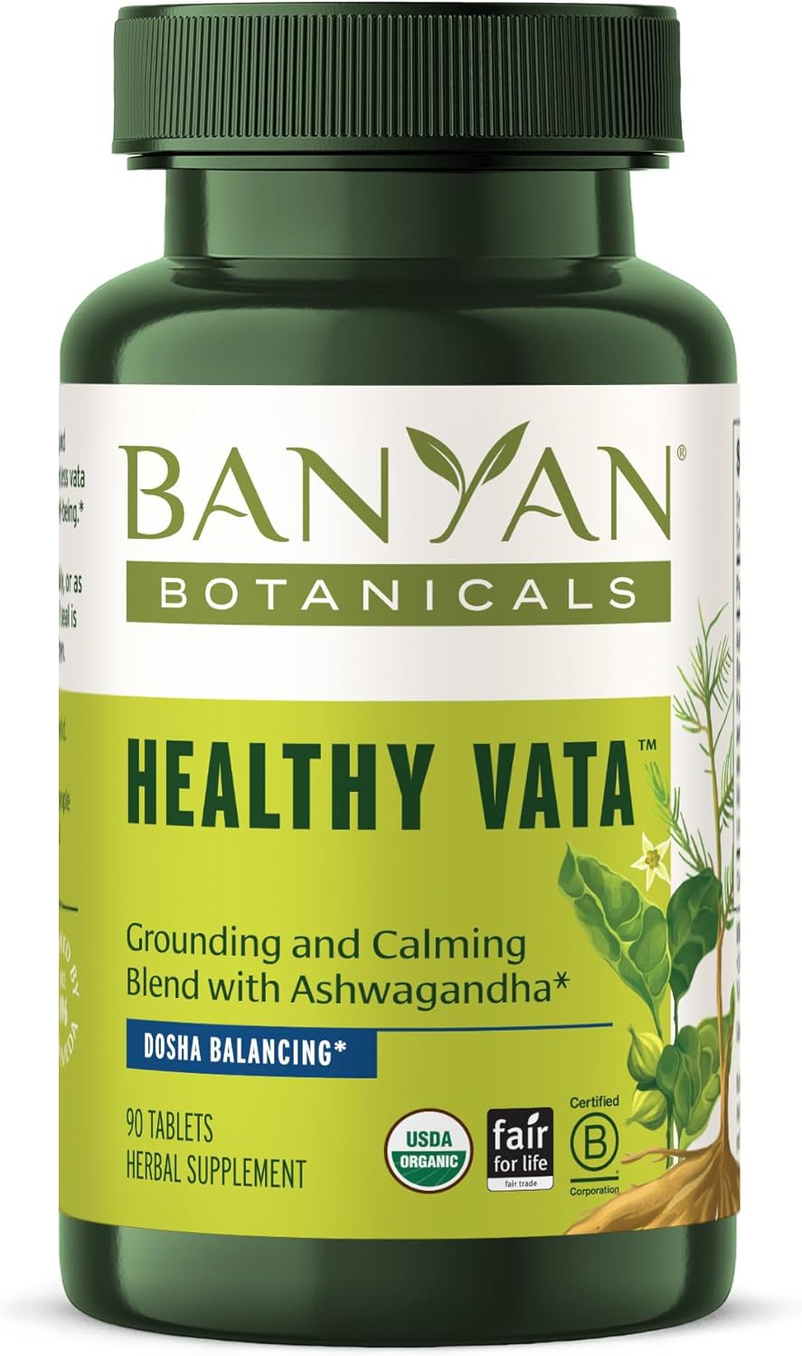 Banyan Botanicals Healthy Vata – Suplemento de hierbas orgánicas con Ashwagandha, Shatavari y otras hierbas ayurvédicas para un bienestar tranquilo Banyan Botanicals Healthy Vata – Suplemento de hierbas orgánicas con Ashwagandha, Shatavari y otras hierbas ayurvédicas para un bienestar tranquilo