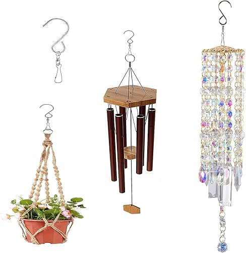 Miniatura 5 de Gancho giratorio para carillón de viento, 8 unidades, ganchos giratorios de acero inoxidable para colgar campanillas de viento, hilanderos móviles,