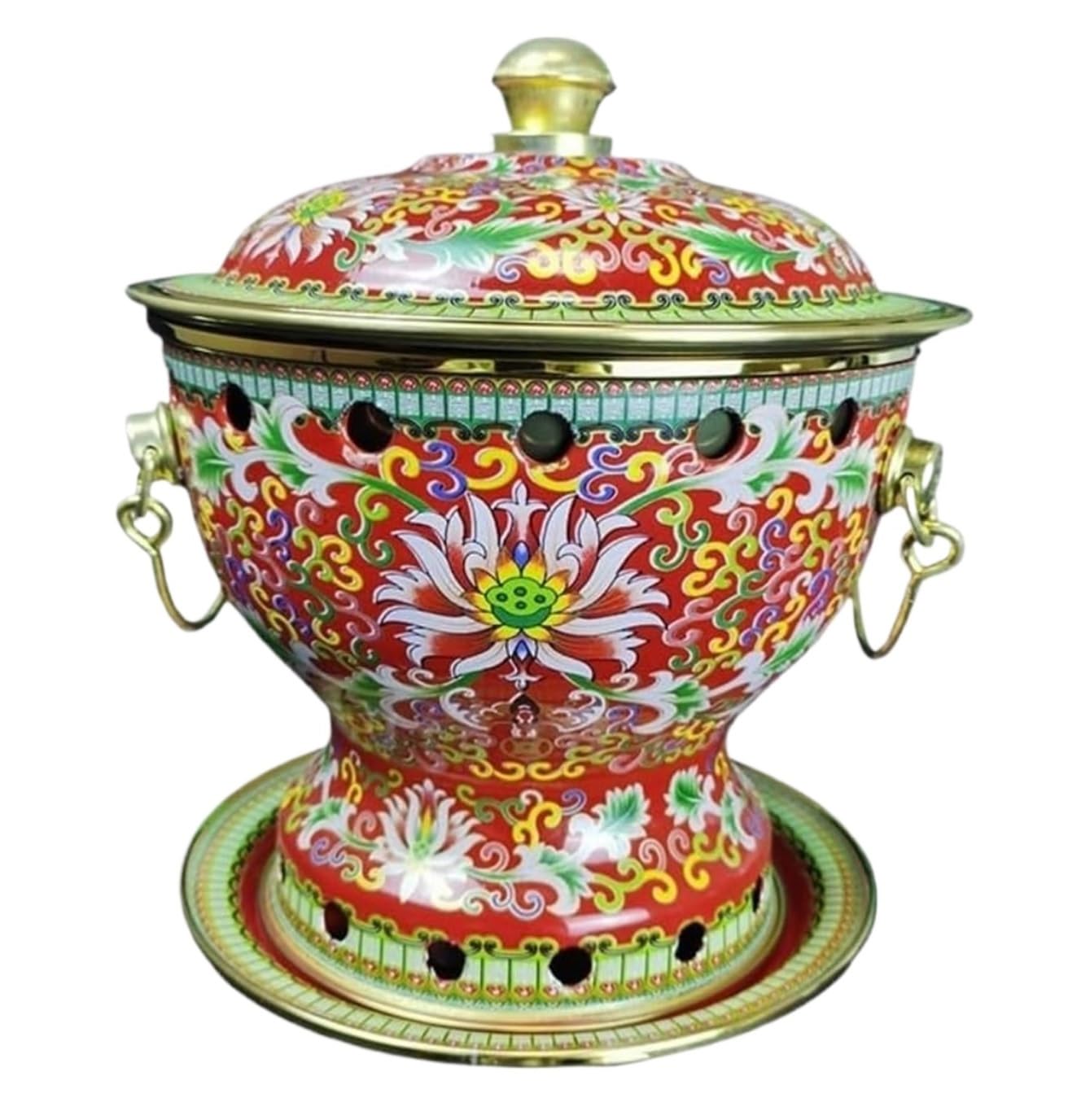 Hot Pot Shabu Naczynie do Gotowania Gorący Garnek Trwała Emalia Pojedynczy Pulpit Alkoholowy Kocioł Do Użytku Domowego Naczynie Otarć Garnek do Gotowania(Rot)