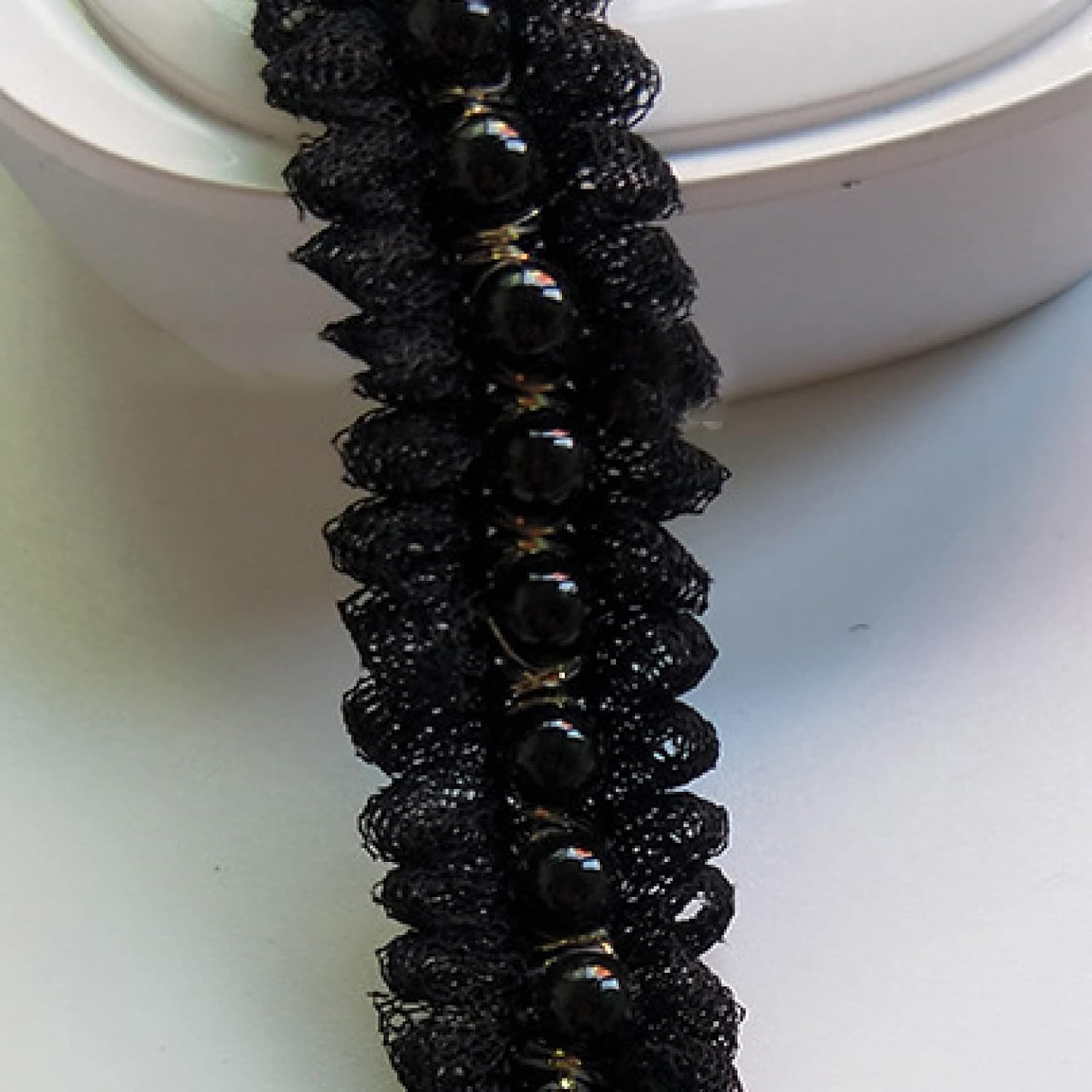 Tassel Trim Beaded Trims, 5 Yards Exquisite White/Black Ribbons DIY Hair Bow Making Supplies for Garment Sewing Accessories(4mm Black Beads,40mm 5 Yards)