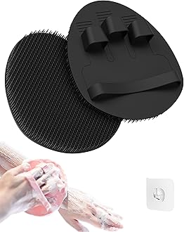 Manmihealth Soft Silicone Shower Brush, Super-lathering Body & Face Brush, Gentle Exfoliating Cleaning Glove for Baby,Sensitive,Dry and All Skin Types (Black x 1)