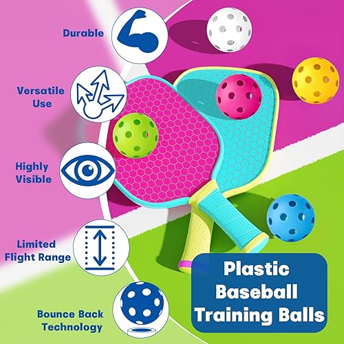 Vista 61 de Coopay Paquete de 12/50/100 pelotas de práctica de béisbol, bolas de entrenamiento de plástico, bolas de sóftbol huecas ligeras con una bolsa