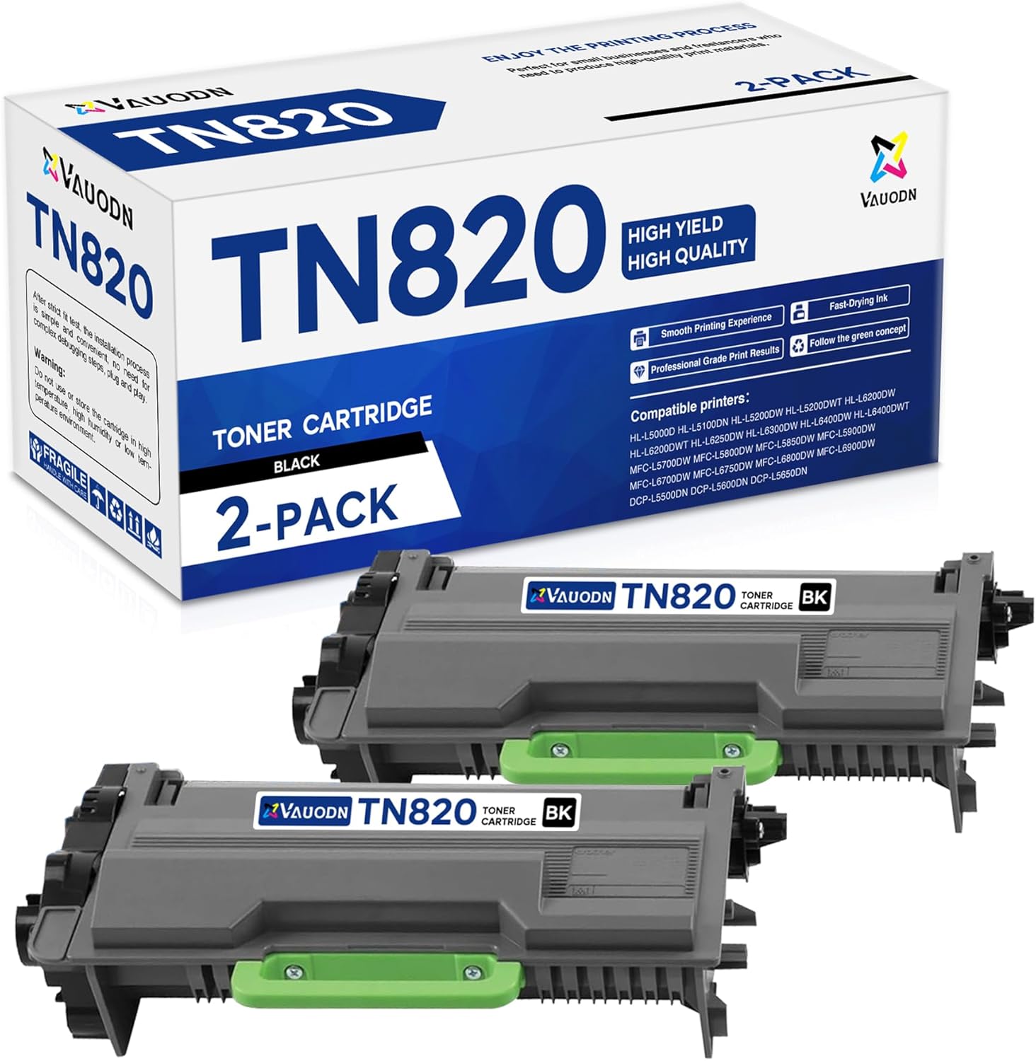 TN-820 Toner Cartridge 2-Pack Replacement for Brother TN820 Black Toner Cartridge HL-L6200DW MFC-L5850DW MFC-L5700DW HL-L5200DW MFC-L5900DW Printer