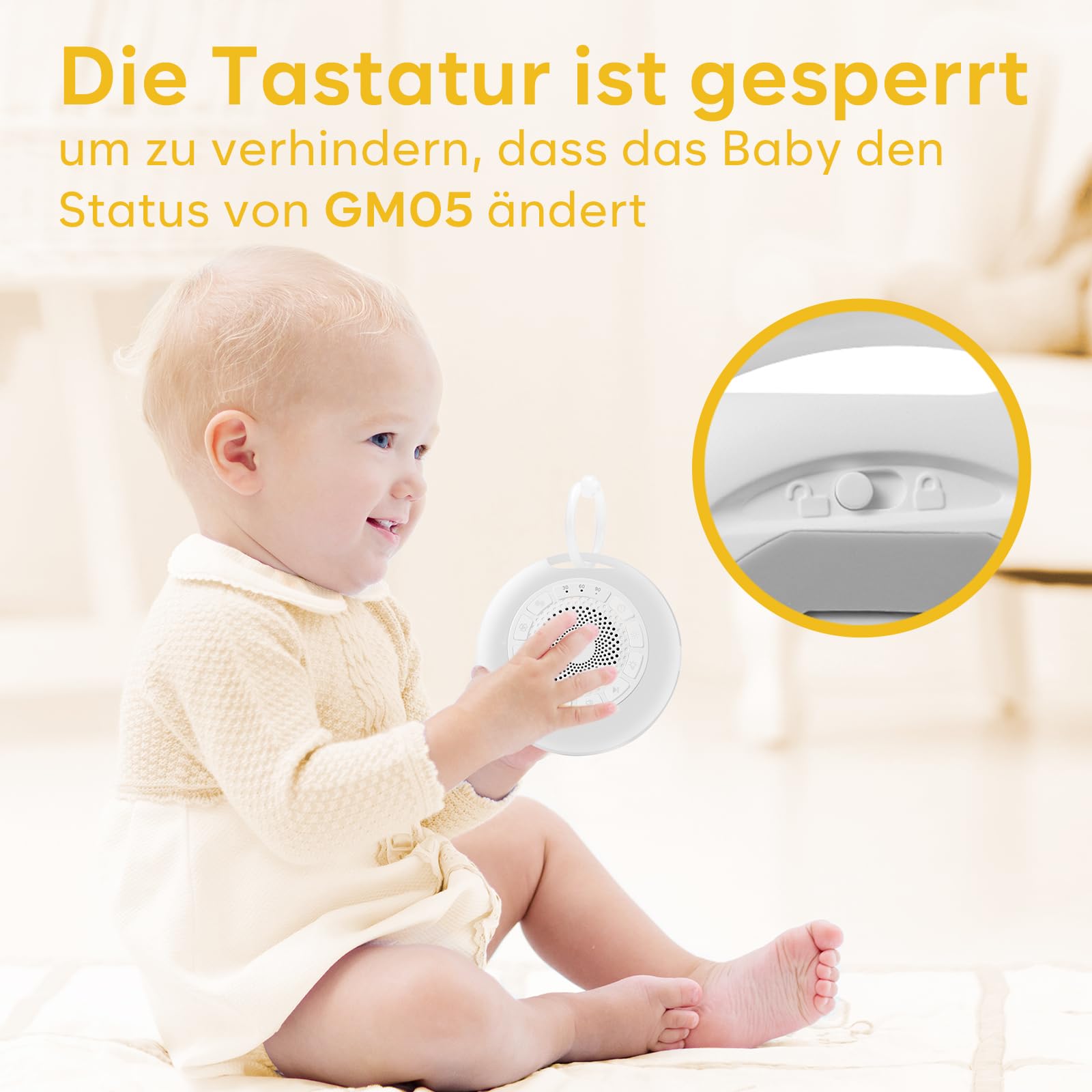 Easy@Home White Noise Machine: Tragbare Einschlafhilfe Babys mit weißem Rauschen | Nachtlicht | 26 Beruhigende Schlaflieder & Naturgeräusche | 3 Timer-Einstellungen | 7 Bunte Beleuchtung & USB