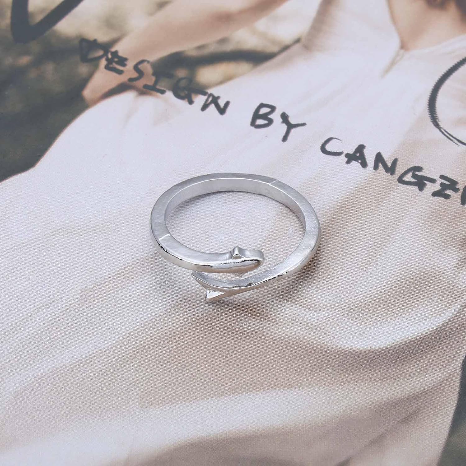 Vintage Dolphin Ring Silver Dolphin Finger Ring Dolphin Band Ring Punk Open Spiral Ring Adjustable Statement Ring Jewelry for Women - Image 3